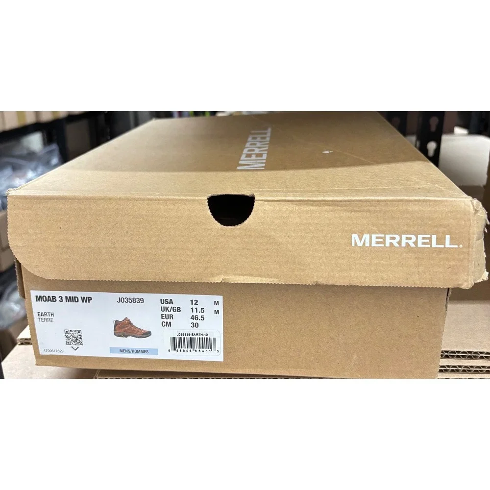 Merrell Moab 3 Mid WP Hiking Boots Mens 12  Brown New w/ Box Waterproof Vibram